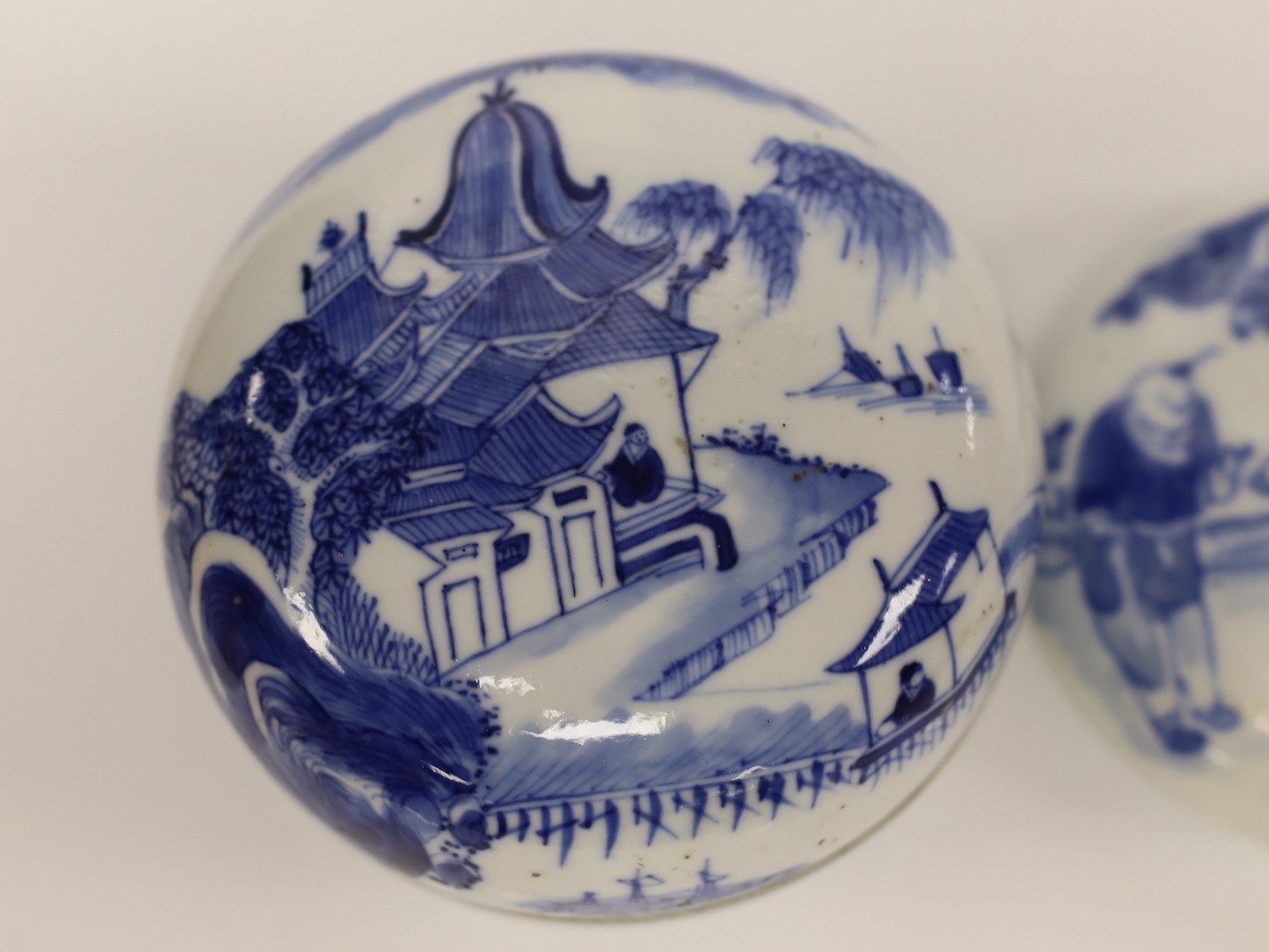 A group of four 19th century Chinese porcelain ink boxes, tallest 7.5cms high